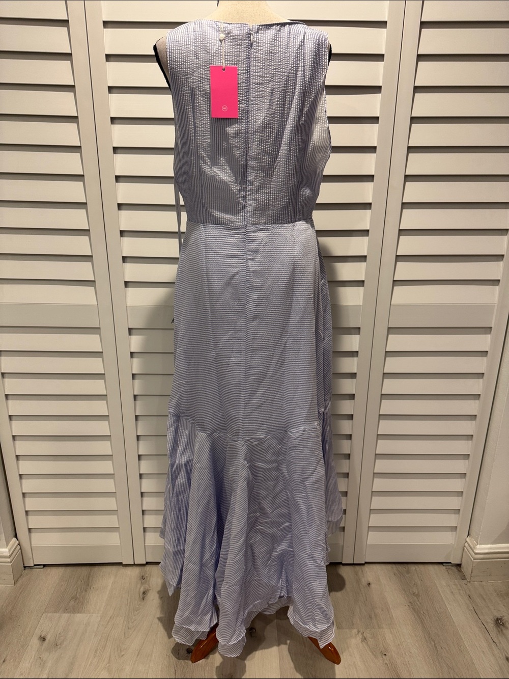 Amanda Uprichard NWT Casella Stripe High-Low Ruffle Dress with Waist Tie - Picture 7 of 15